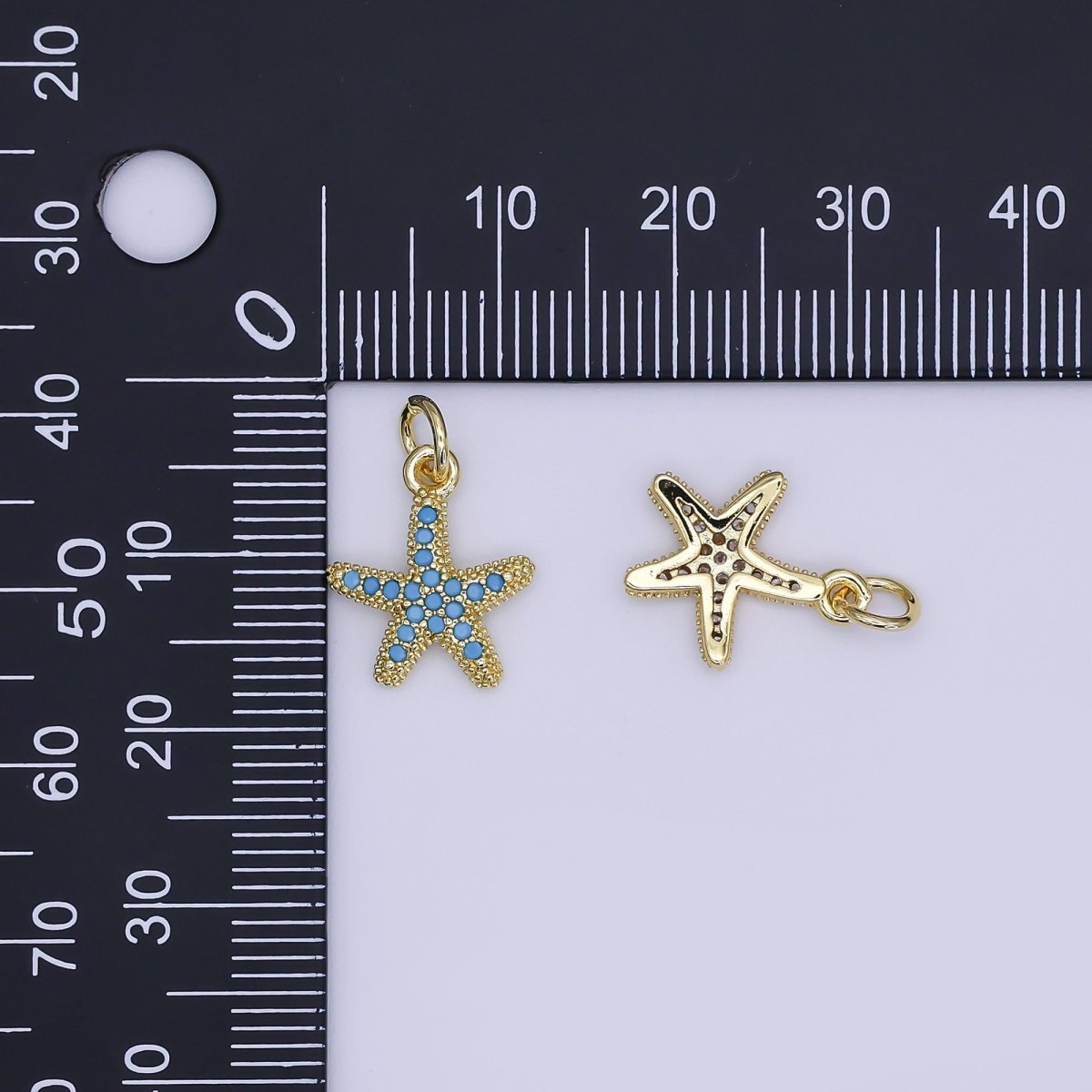 24K Gold Filled Mini Starfish Pendant Celestial Micro Pave Star Charm | AJ - 355 - DLUXCA