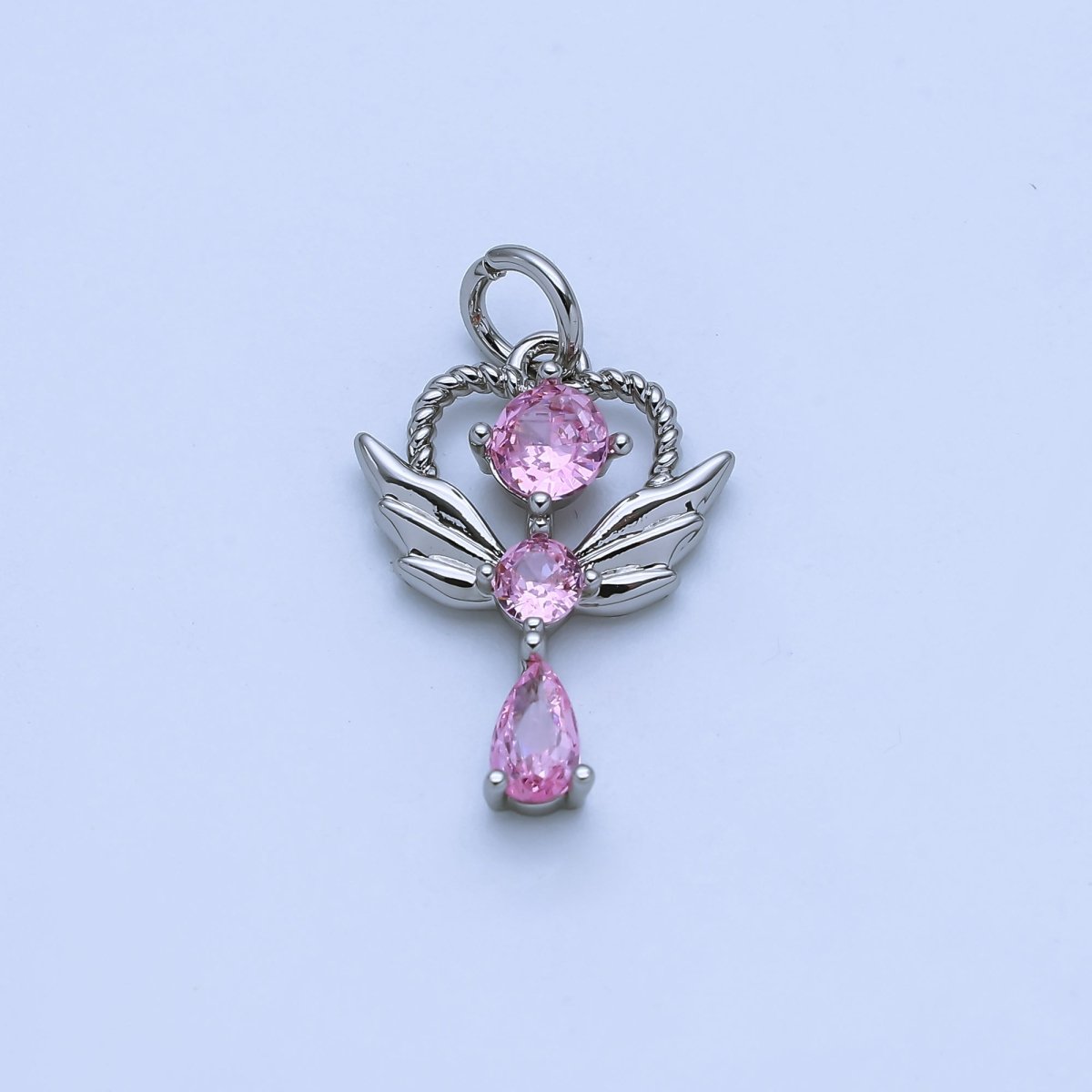 24K Gold Filled Minimalist Angel Wing Wand Pendant with CZ Stones in Gold & Silver | AJ375 AJ376 - DLUXCA