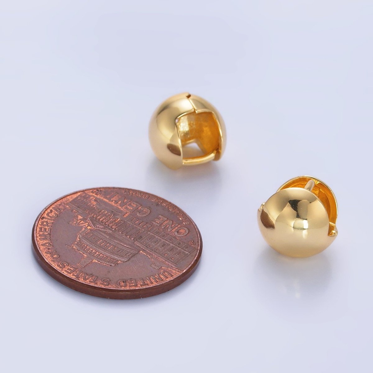 24K Gold Filled Minimalist Ball Round Cartilage Huggie Earrings in Gold & Silver | AB547 AB1047 - DLUXCA