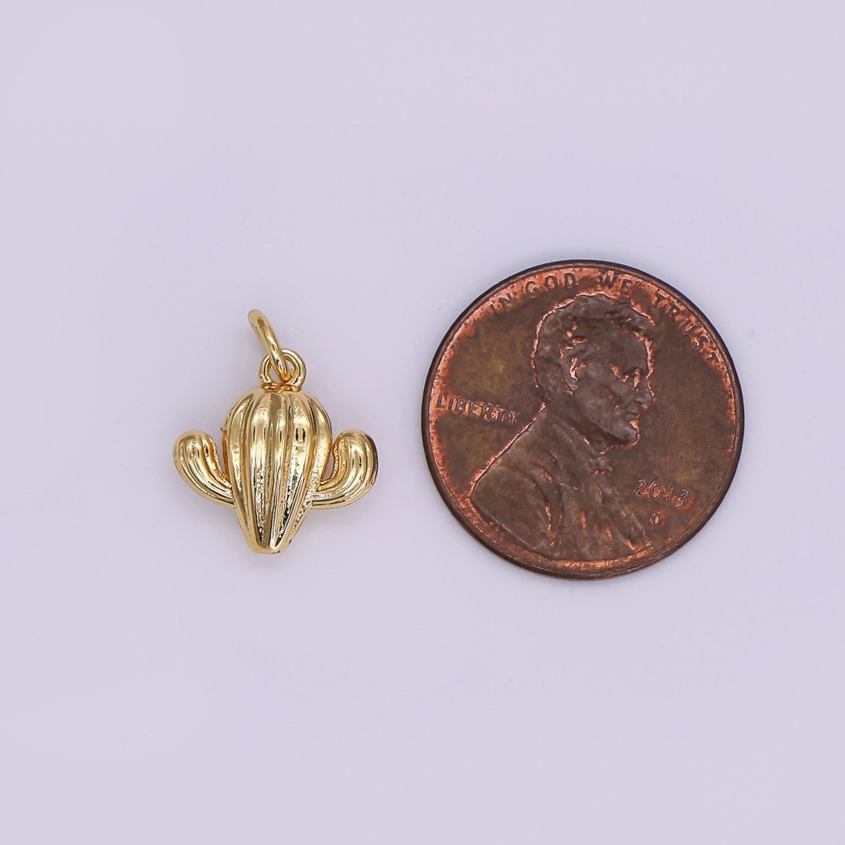 24K Gold Filled Minimalist Cactus Plant Multidimensional 3D Charm | AF426 - DLUXCA
