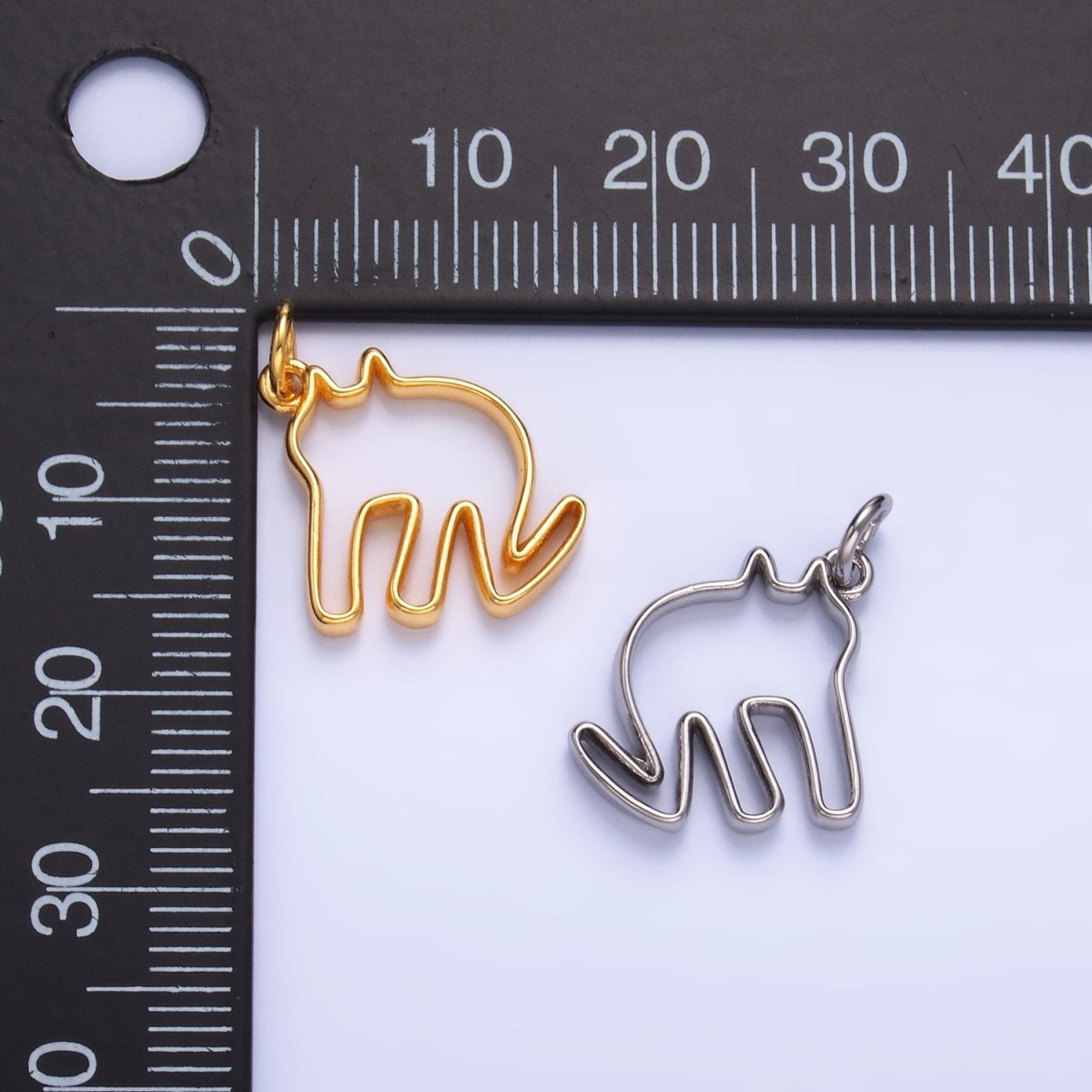 24K Gold Filled Minimalist Cat Outline Charm in Gold & Silver | M622 - DLUXCA