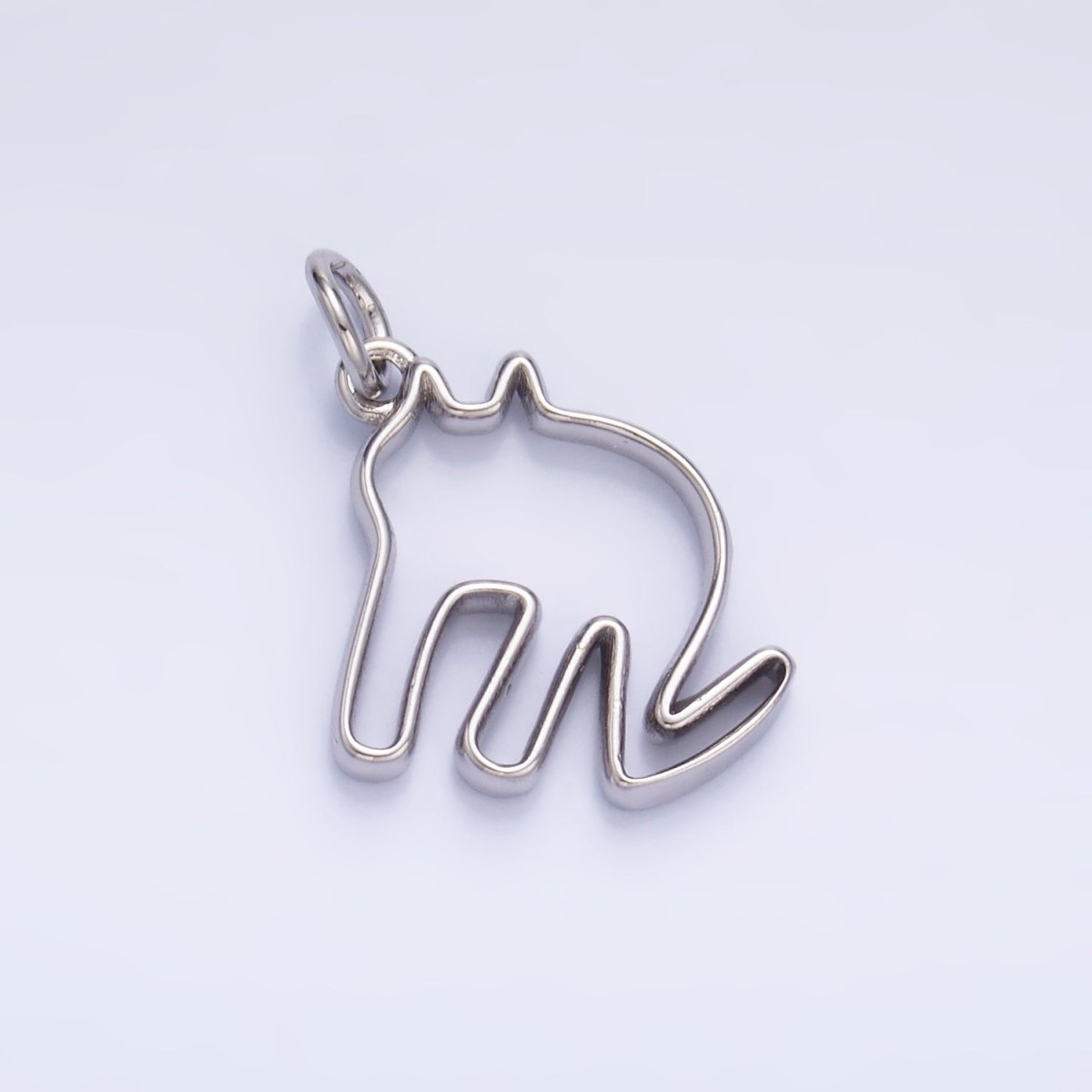 24K Gold Filled Minimalist Cat Outline Charm in Gold & Silver | M622 - DLUXCA