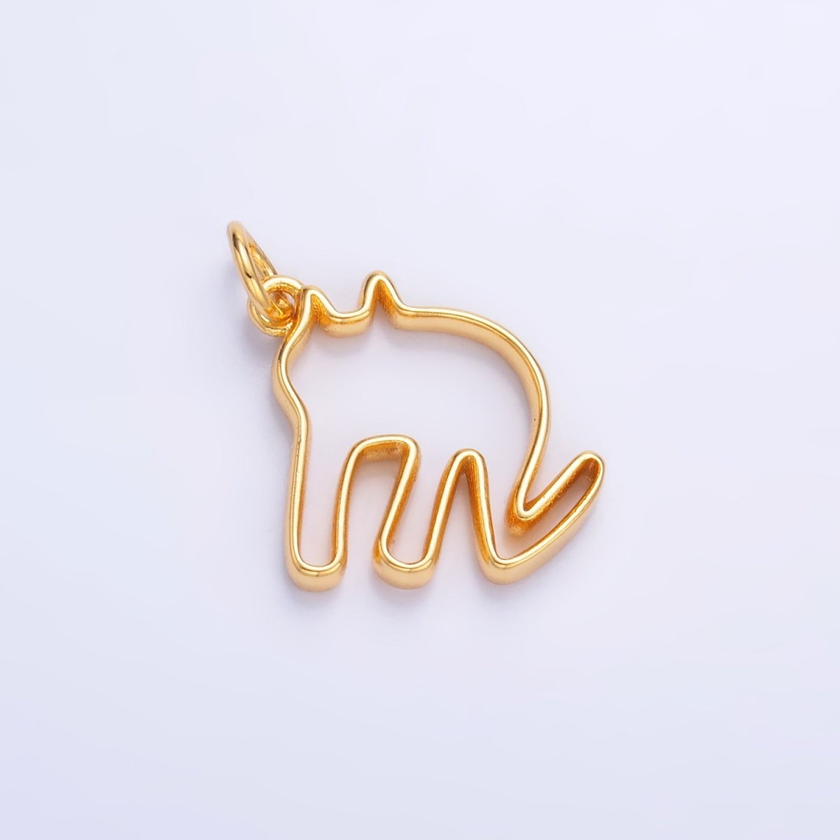 24K Gold Filled Minimalist Cat Outline Charm in Gold & Silver | M622 - DLUXCA