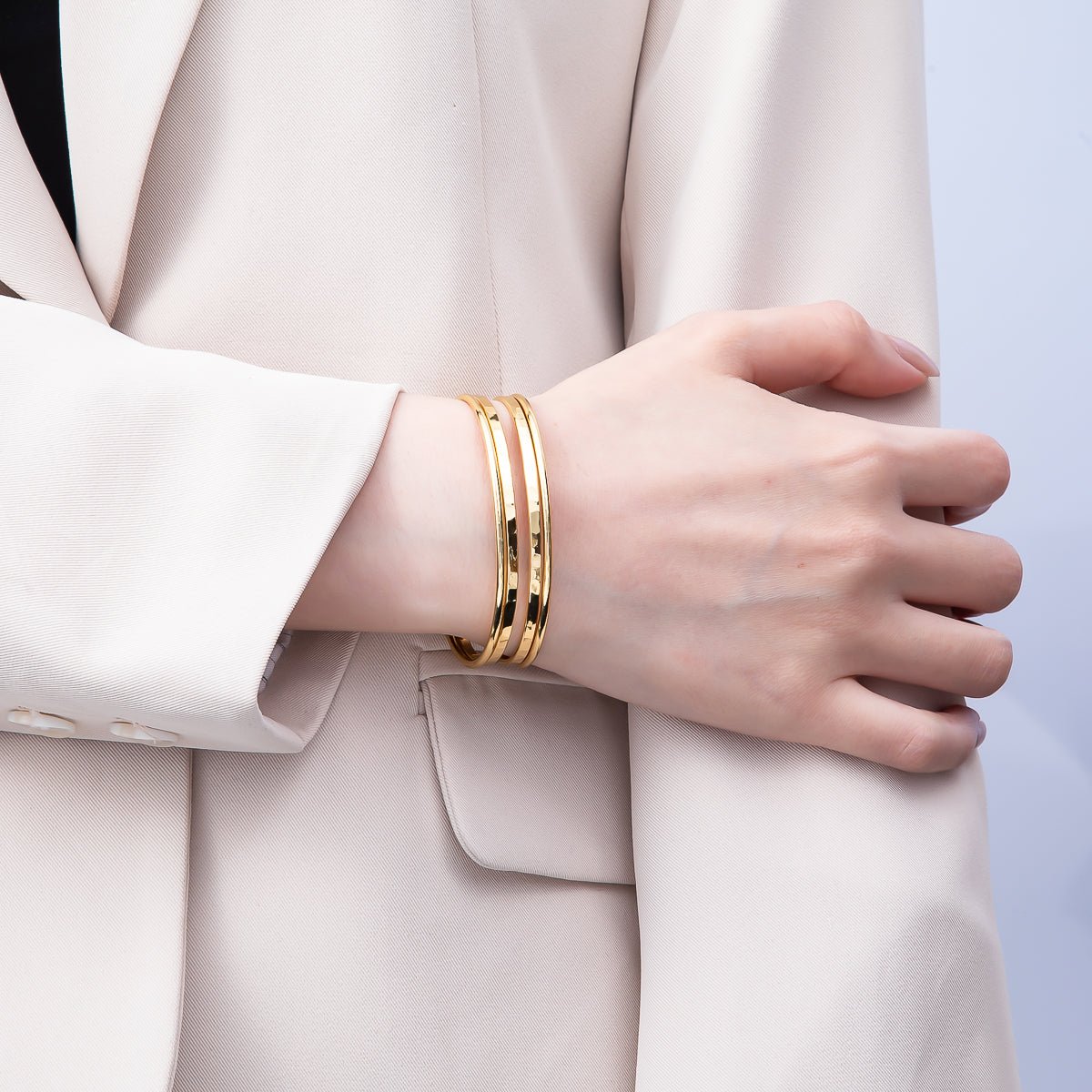 24K Gold Filled Minimalist Cuff Band Bangle Bracelet | WA - 3895 - DLUXCA