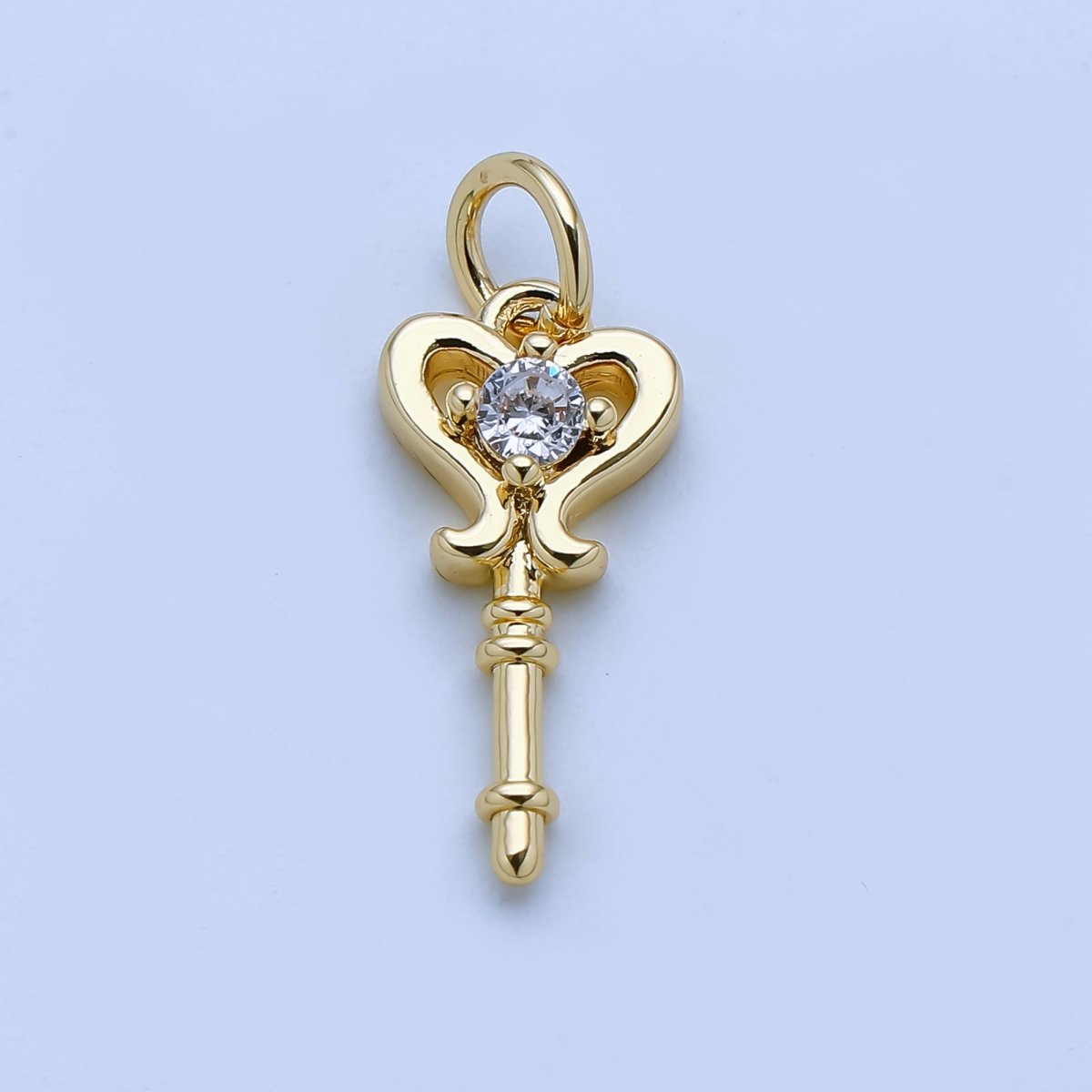 24K Gold Filled Minimalist CZ Key Lock Charm in Gold & Silver | AJ377 - DLUXCA