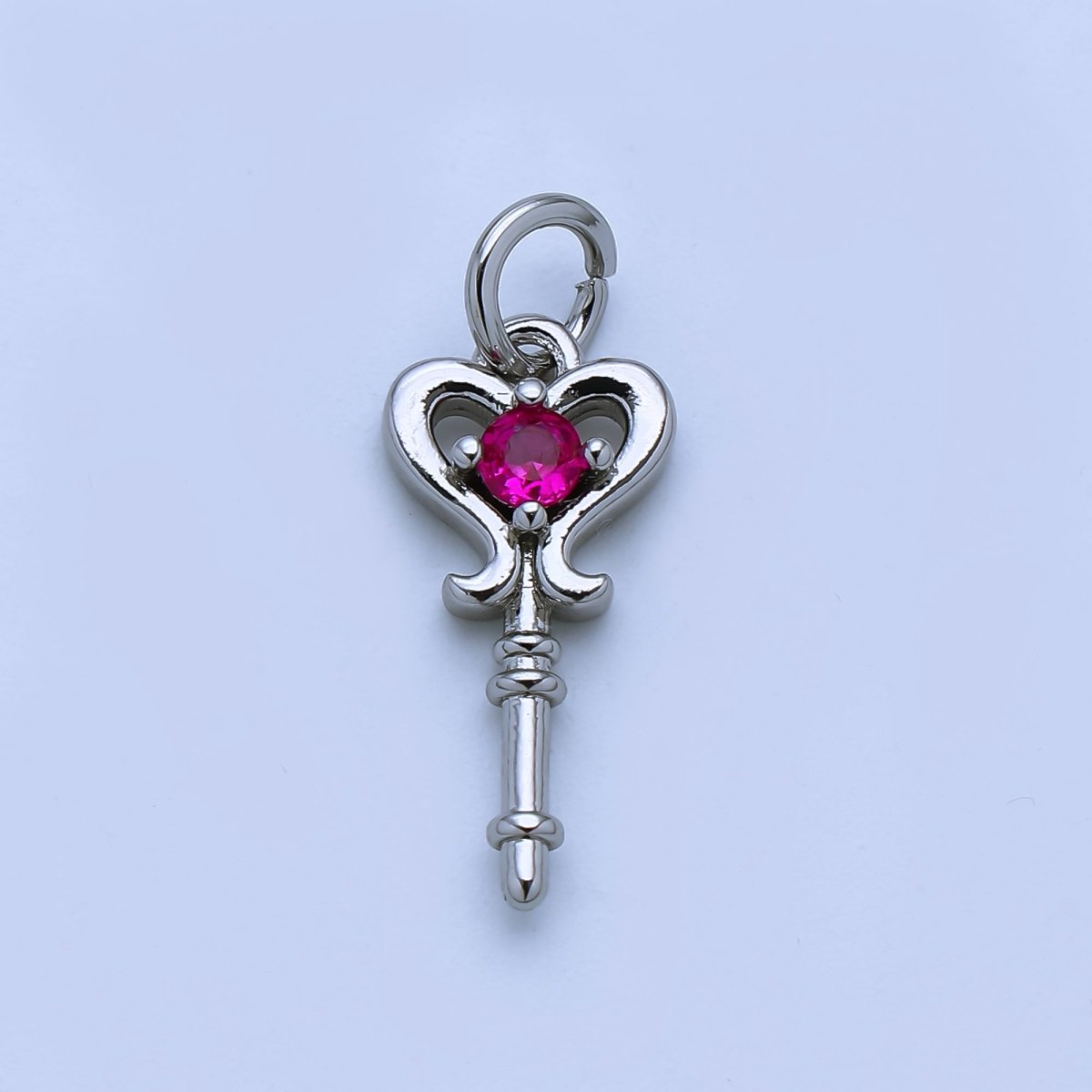 24K Gold Filled Minimalist CZ Key Lock Charm in Gold & Silver | AJ377 - DLUXCA