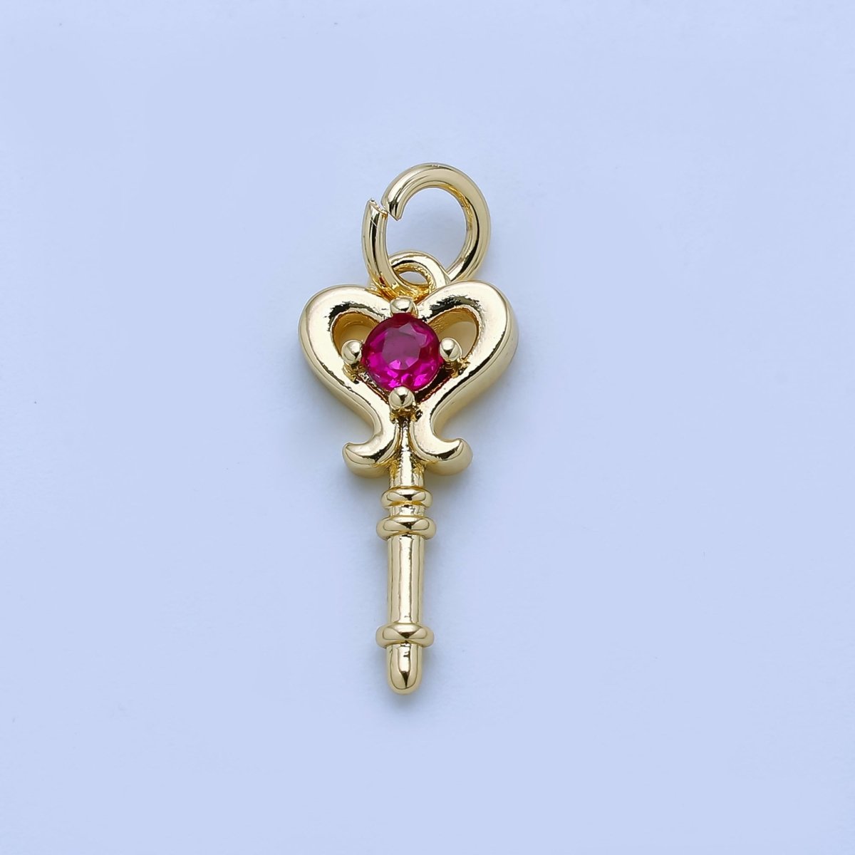 24K Gold Filled Minimalist CZ Key Lock Charm in Gold & Silver | AJ377 - DLUXCA