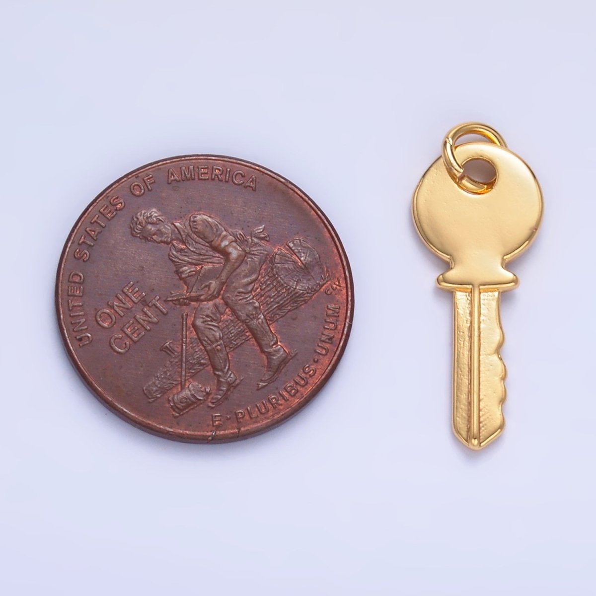 24K Gold Filled Minimalist Key Lock Charm in Gold & Silver | W404 - DLUXCA