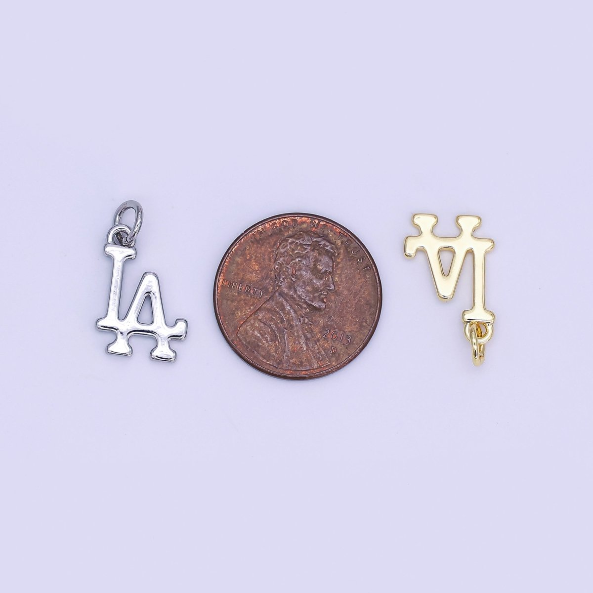 24K Gold Filled Minimalist "LA" Los Angeles City Charm in Gold & Silver | N059 - DLUXCA