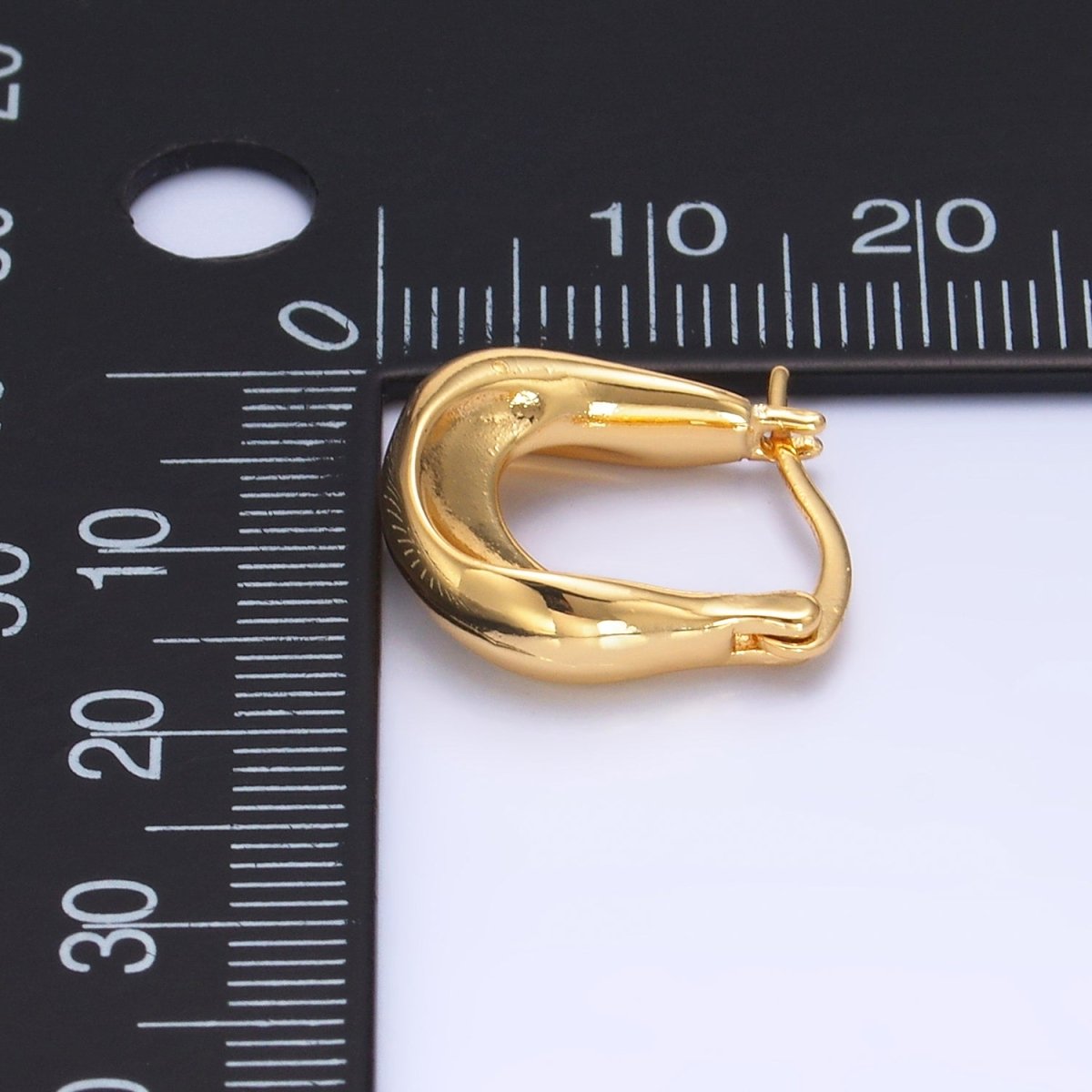 24K Gold Filled Minimalist Molten U - Shaped Latch Hoop Earrings | AB603 - DLUXCA