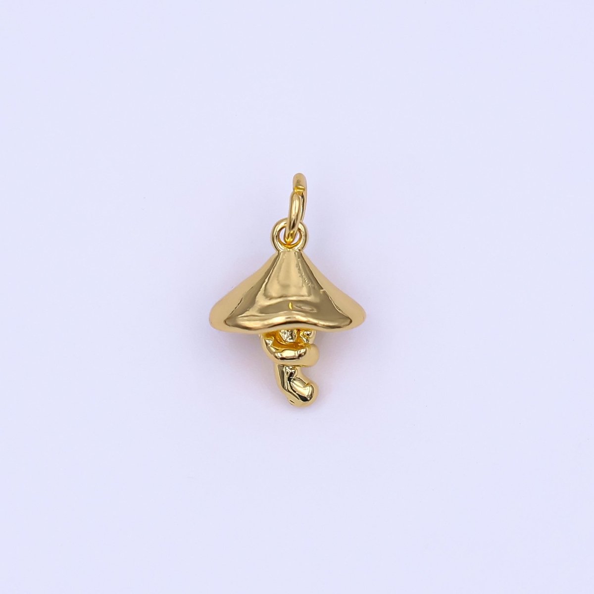 24K Gold Filled Minimalist Mushroom Multidimensional 3D Charm in Gold & Silver | AF542 - DLUXCA