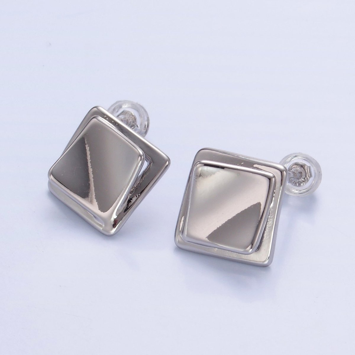 24K Gold Filled Minimalist Rhombus Stud Earrings in Gold & Silver | Q463 Q451 - DLUXCA