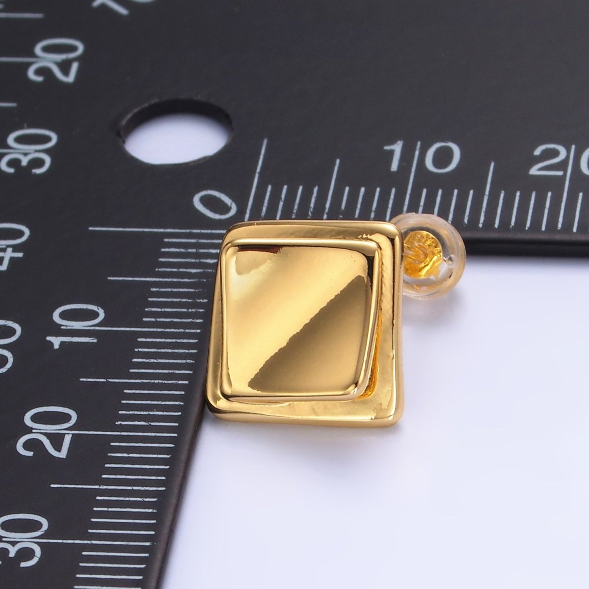 24K Gold Filled Minimalist Rhombus Stud Earrings in Gold & Silver | Q463 Q451 - DLUXCA