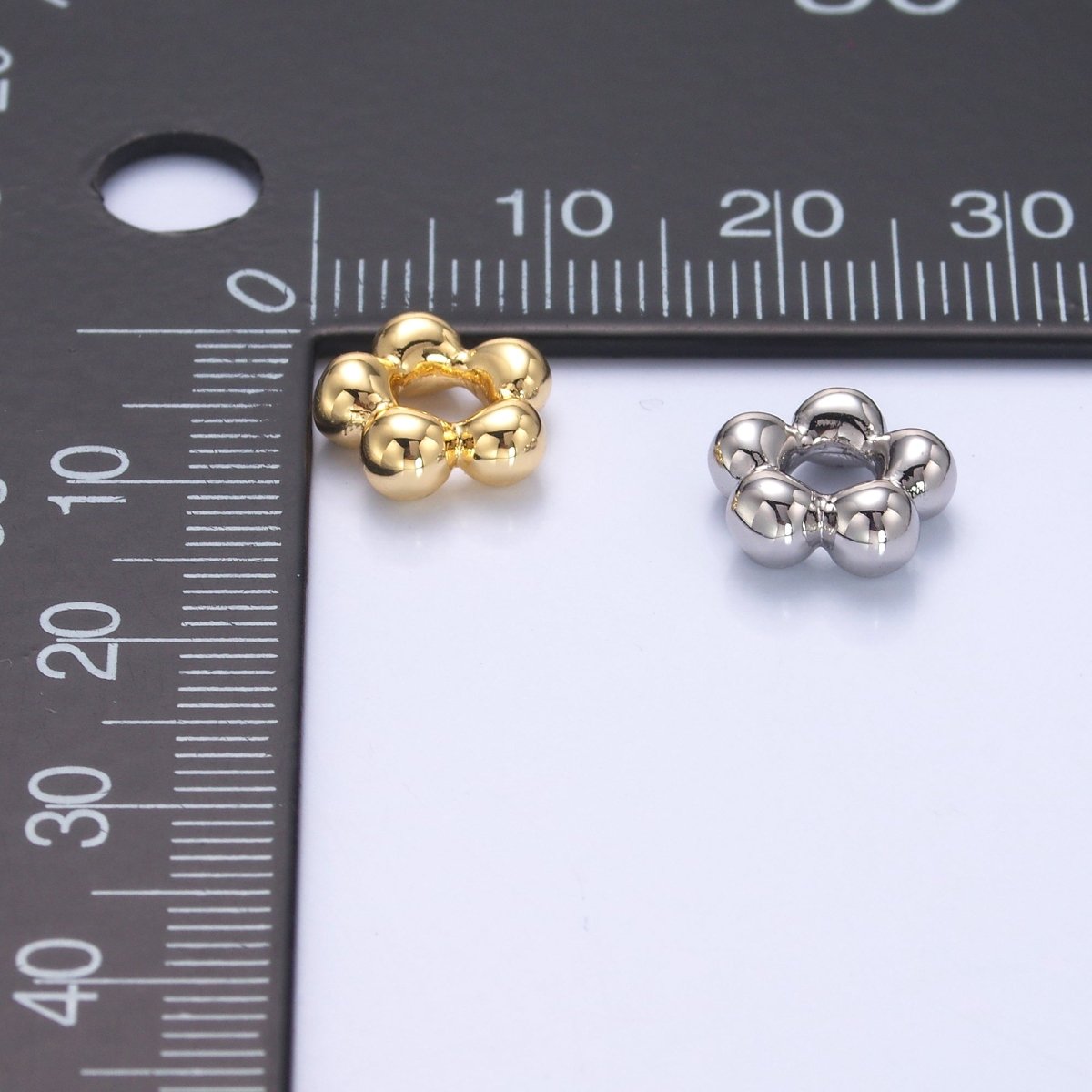 24K Gold Filled Minimalist Round Rhondelle Bead in Gold & Silver | B642 - DLUXCA