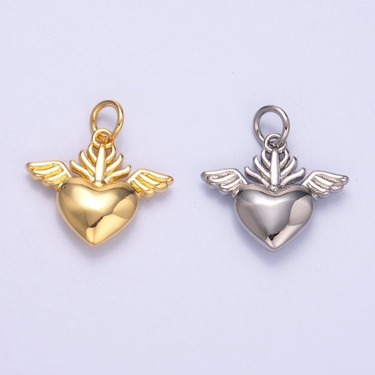 24K Gold Filled Minimalist Sacred Heart Charm in Gold & Silver | N008 - DLUXCA