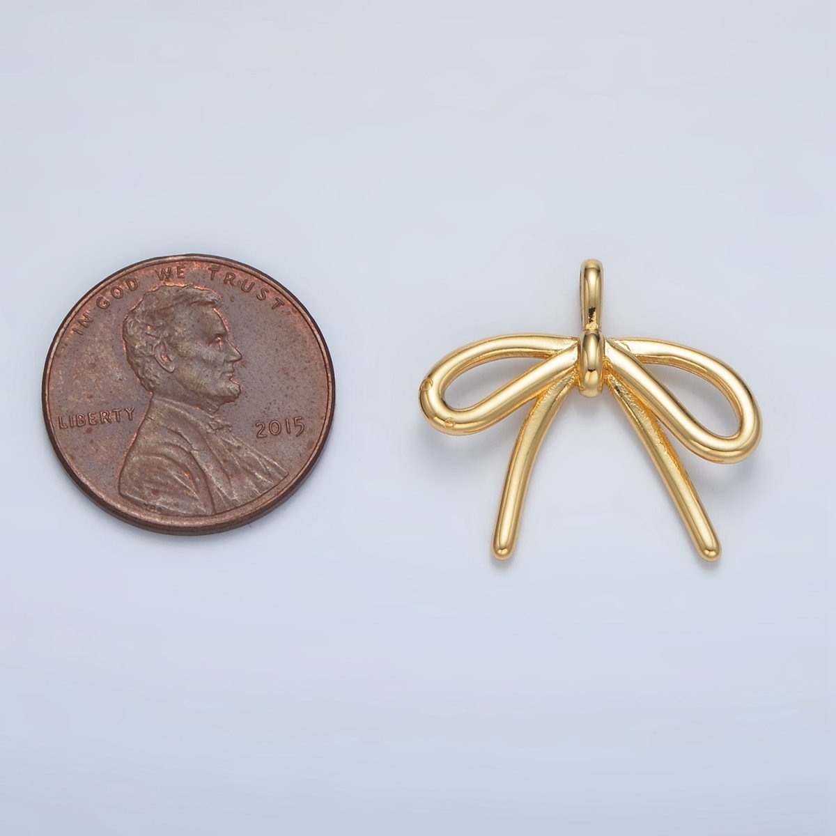 24K Gold Filled Minimalist Tied Ribbon Bow Pendant | I797 - DLUXCA