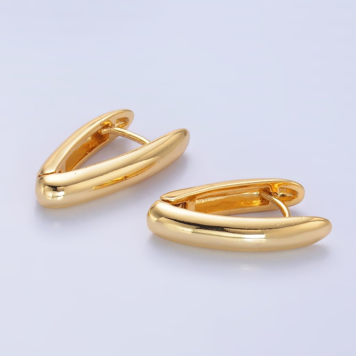 24K Gold Filled Minimalist V - Shaped Hoop Earrings in Gold & Silver | AB681 AB682 - DLUXCA