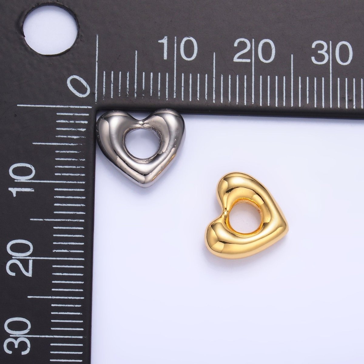 24K Gold Filled Molten Heart Bead in Gold & Silver | B207 - DLUXCA