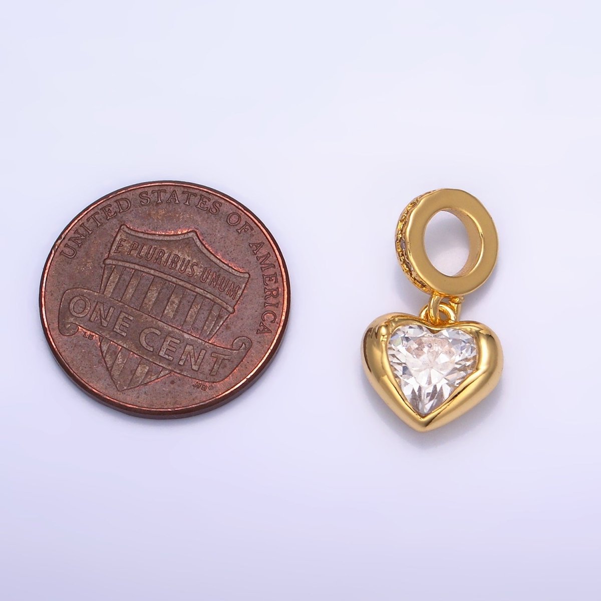 24K Gold Filled Molten Heart Clear CZ Micro Paved Bail Pendant | W272 - DLUXCA