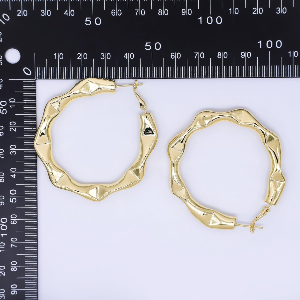 24K Gold Filled Molten Twist Round French Lock Hoops Earrings | AJ - 084 - DLUXCA