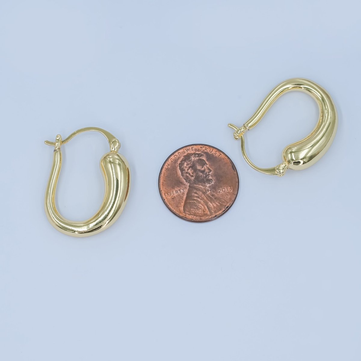 24K Gold Filled Molten U - Shaped Latch Hoop Earrings | AD1207 - DLUXCA