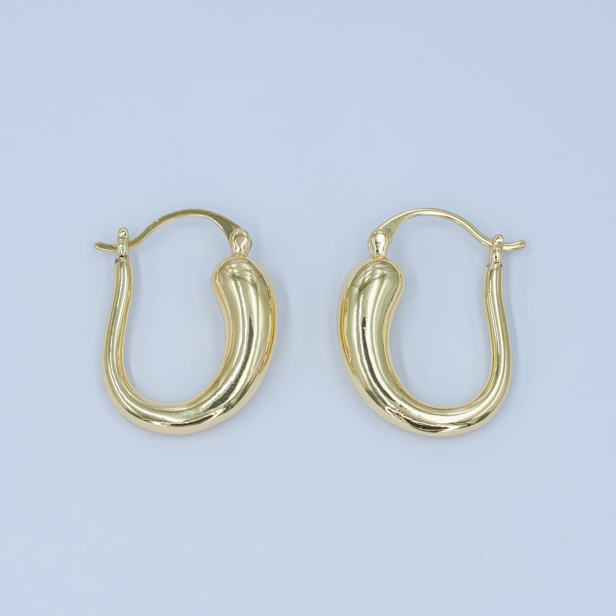 24K Gold Filled Molten U - Shaped Latch Hoop Earrings | AD1207 - DLUXCA