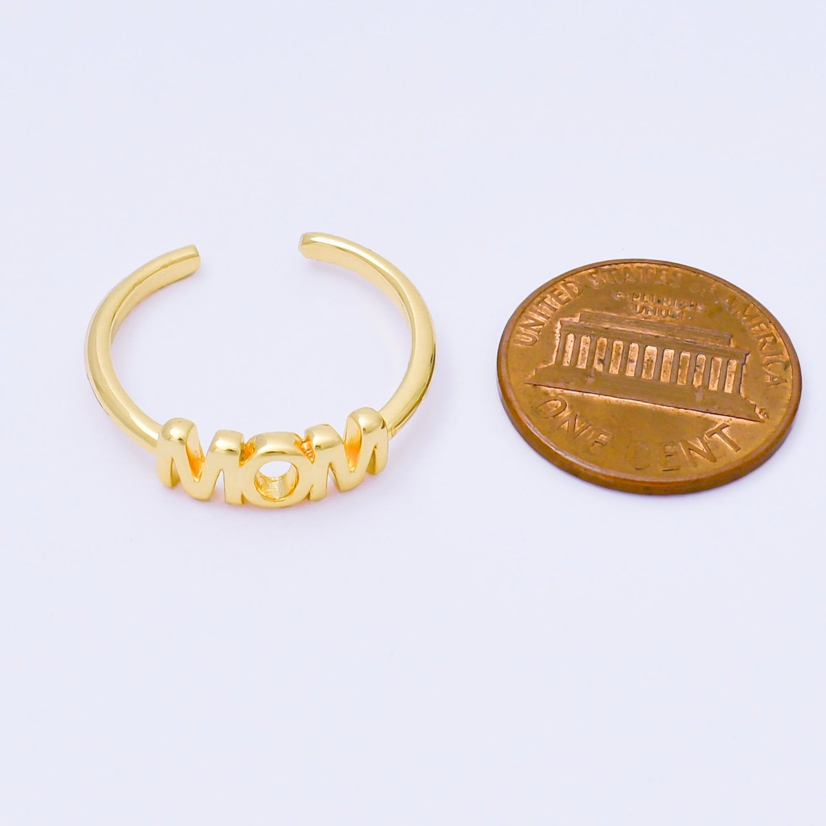 24K Gold Filled "MOM" Script Minimalist Ring | O316 - DLUXCA
