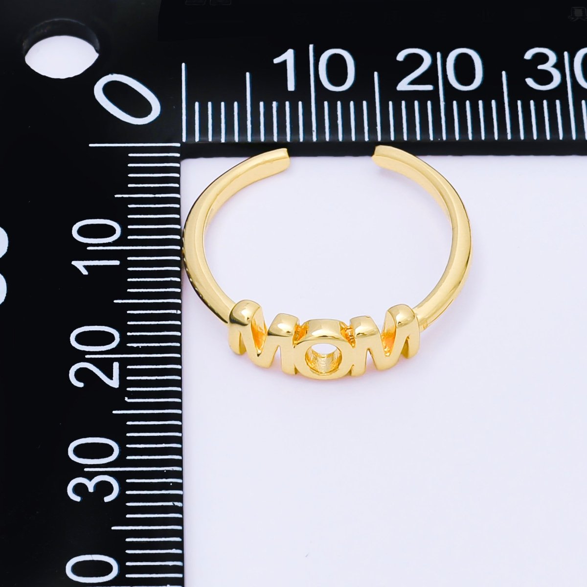 24K Gold Filled "MOM" Script Minimalist Ring | O316 - DLUXCA