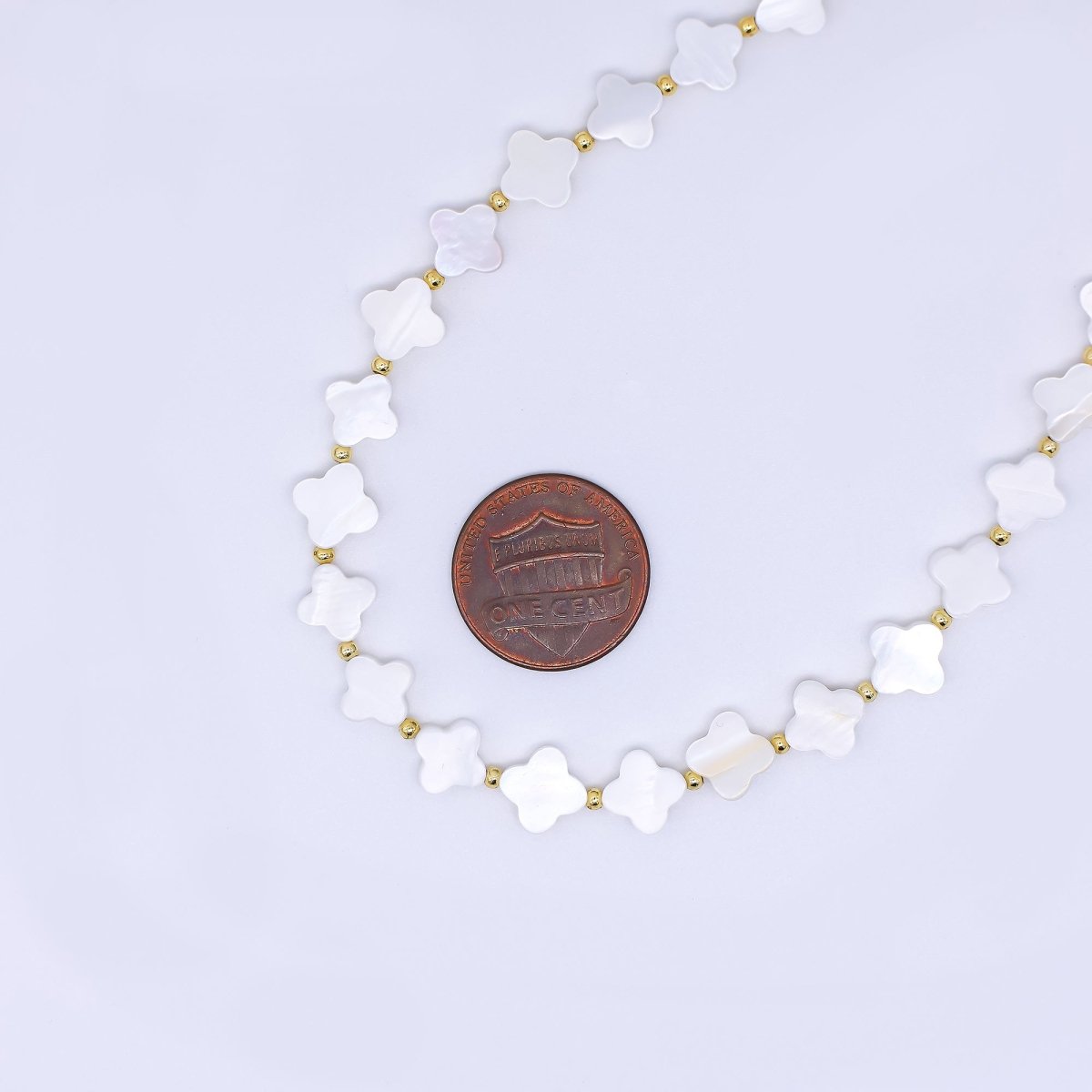 24K Gold Filled Mother of Pearl 4 - Leaf Lucky Fortune Clover Necklace 17.12 Inch with Extender | WA - 3344 - DLUXCA