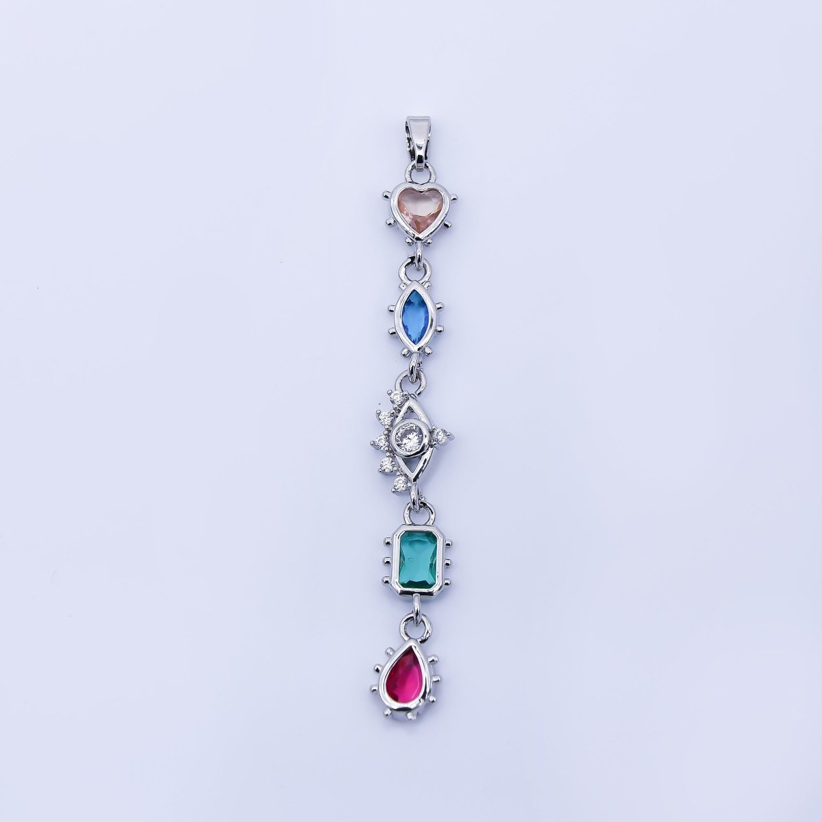 24K Gold Filled Multi Color Shape CZ Drop Charm Pendant Heart, Marquise & Teardrop Design in Gold or Silver AA1673 - DLUXCA