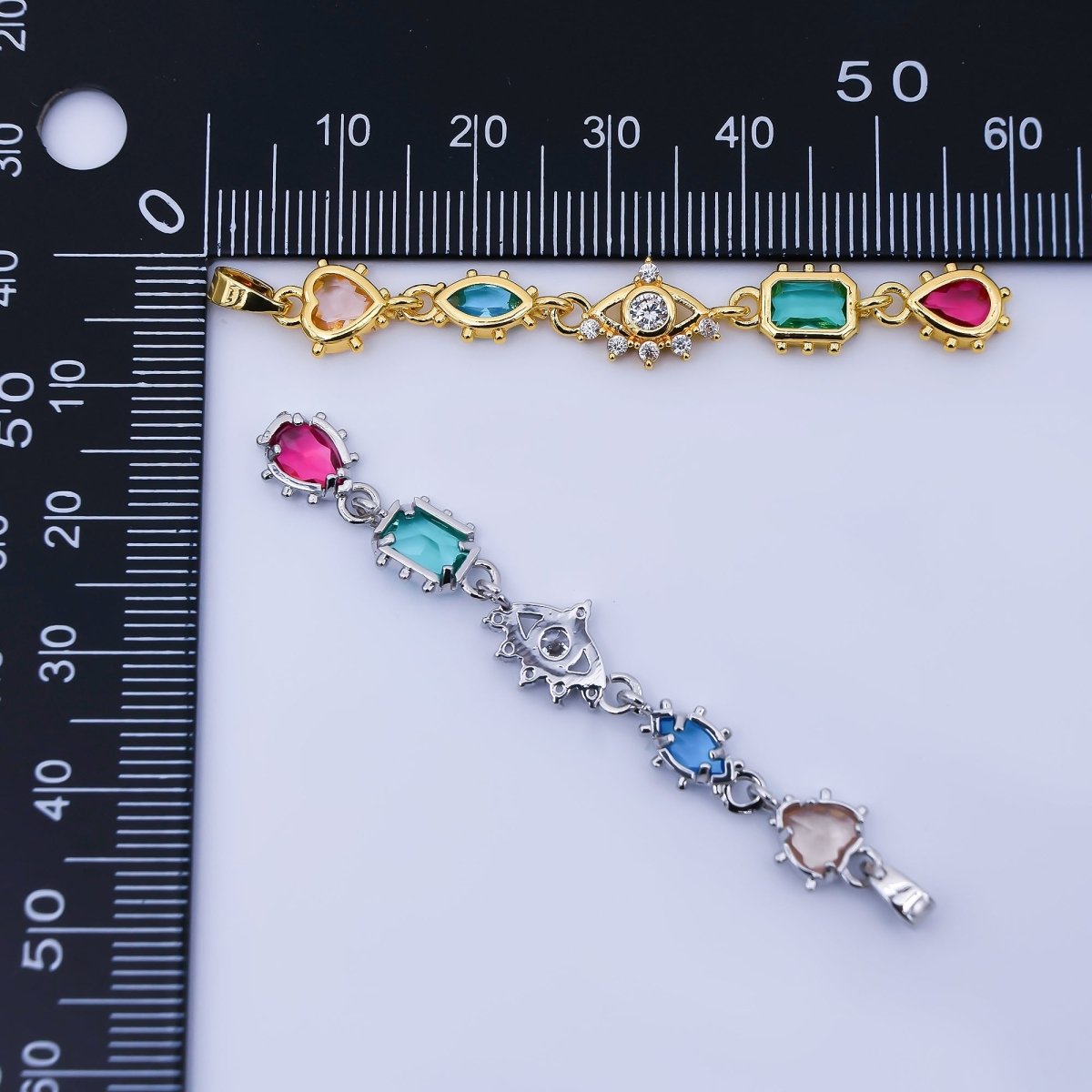 24K Gold Filled Multi Color Shape CZ Drop Charm Pendant Heart, Marquise & Teardrop Design in Gold or Silver AA1673 - DLUXCA