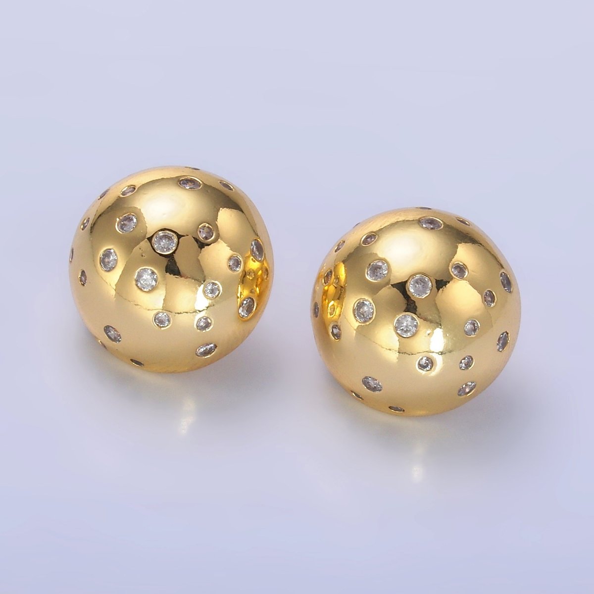 24K Gold Filled Multicolor, Clear CZ Dotted Round Stud Earrings | AD256 AD259 - DLUXCA