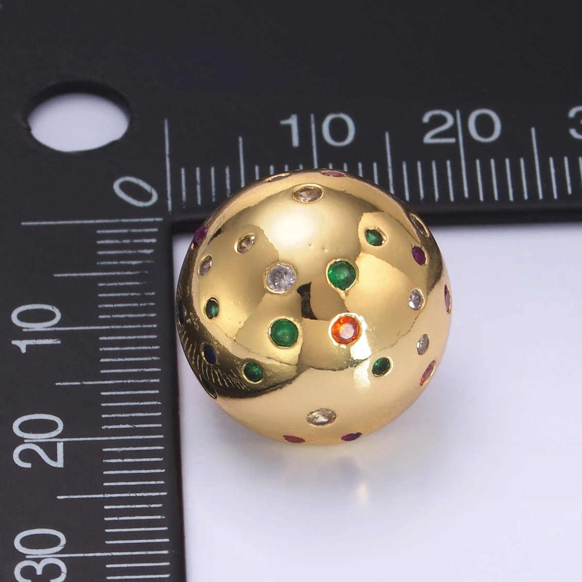 24K Gold Filled Multicolor, Clear CZ Dotted Round Stud Earrings | AD256 AD259 - DLUXCA