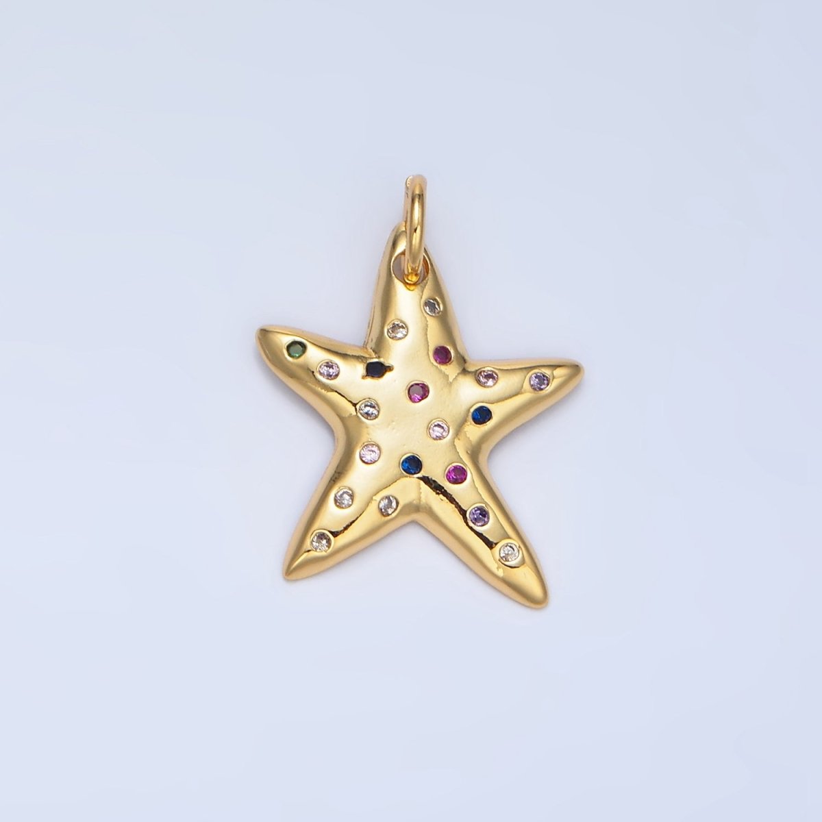 24K Gold Filled Multicolor CZ Dotted Celestial Star Charm | X608 - DLUXCA