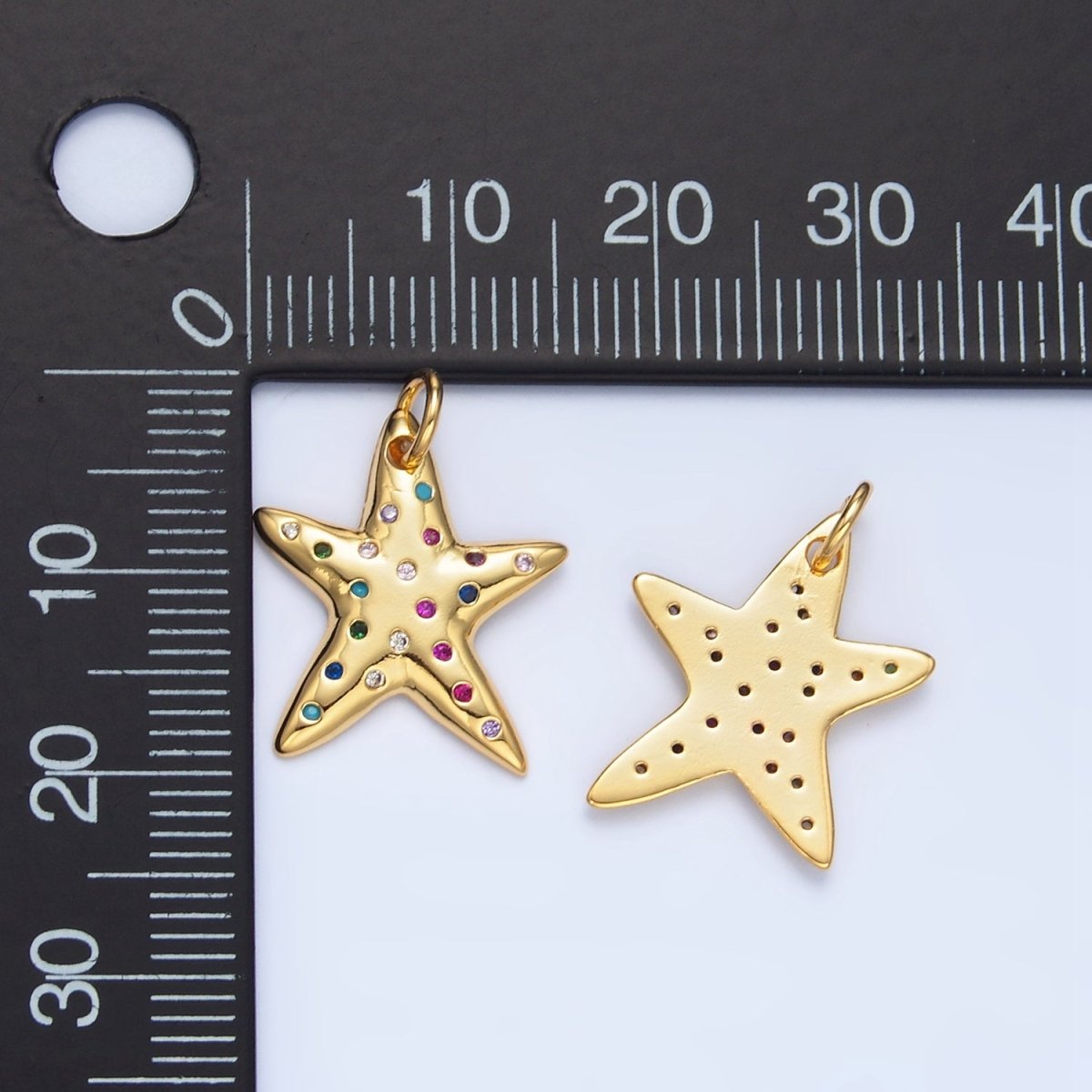 24K Gold Filled Multicolor CZ Dotted Celestial Star Charm | X608 - DLUXCA