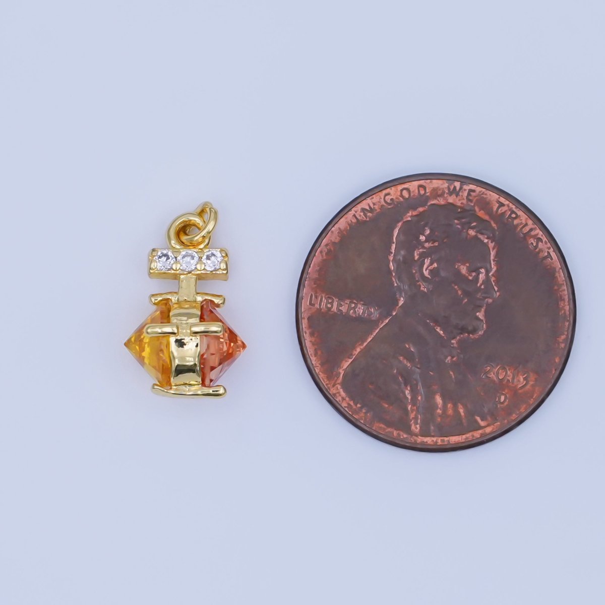 24K Gold Filled Multicolor CZ Edged Geometric Charm | AF443 AF444 - DLUXCA