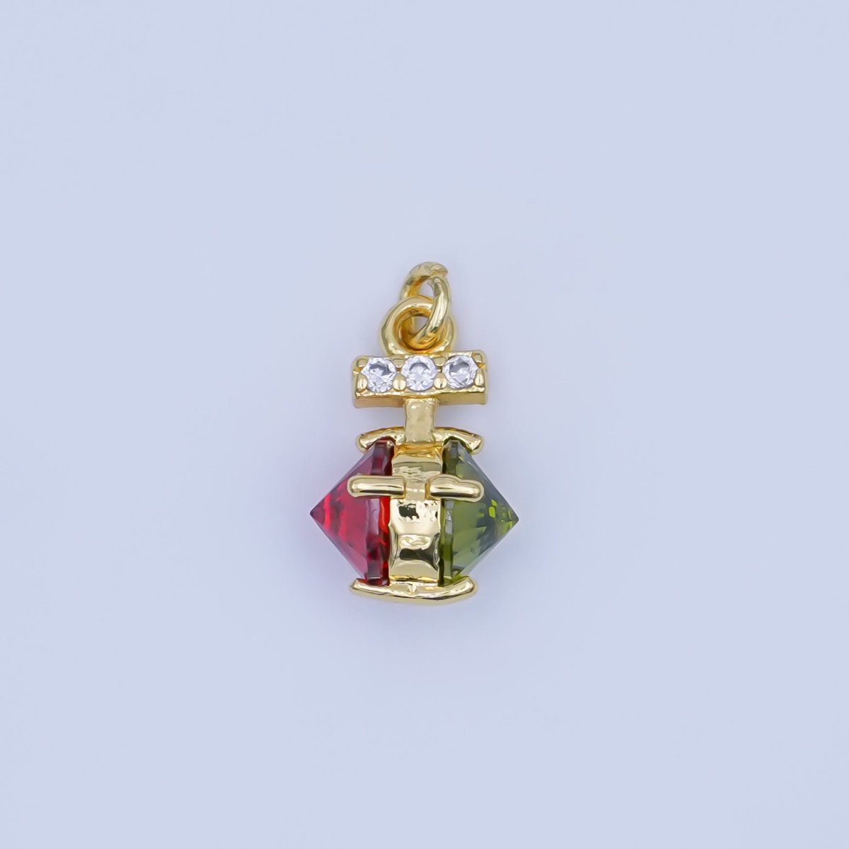24K Gold Filled Multicolor CZ Edged Geometric Charm | AF443 AF444 - DLUXCA