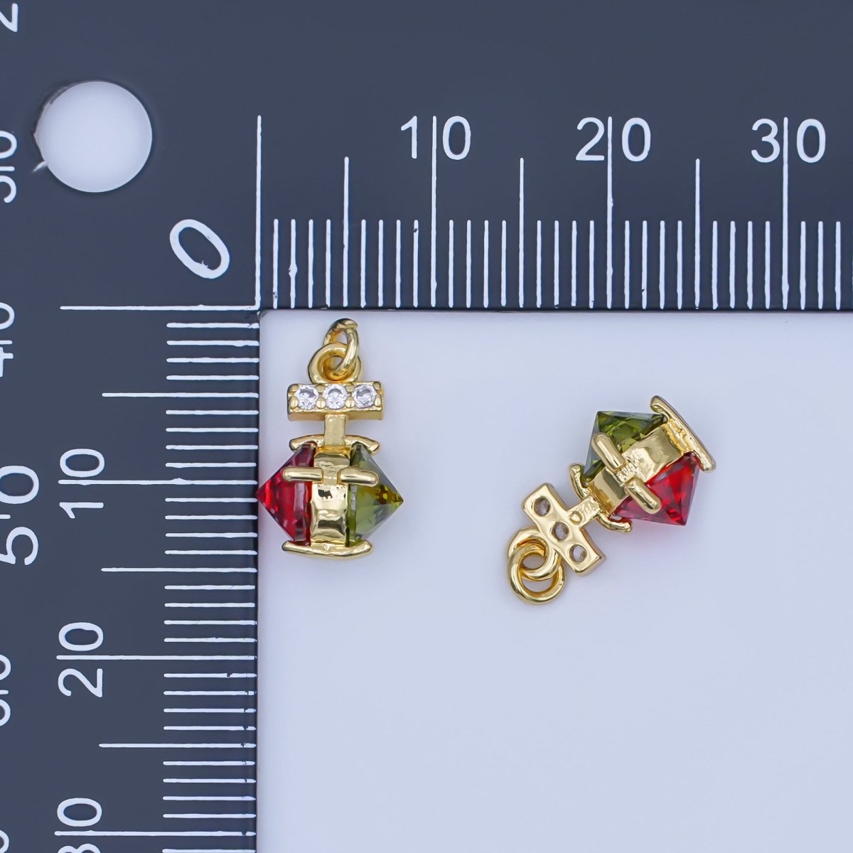 24K Gold Filled Multicolor CZ Edged Geometric Charm | AF443 AF444 - DLUXCA