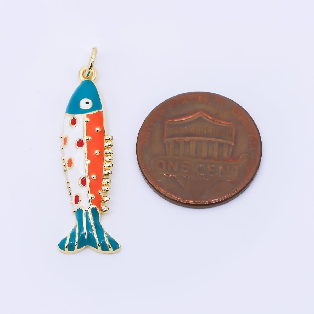 24K Gold Filled Multicolor Enamel Fish Sardine Charm | AF1306 - DLUXCA