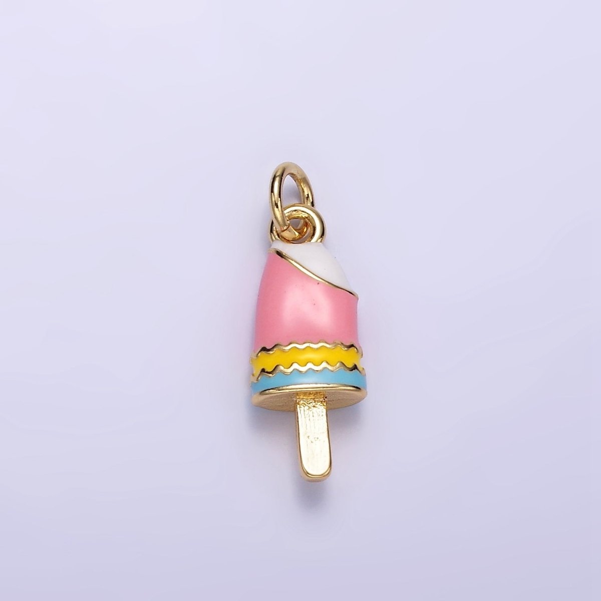 24K Gold Filled Multicolor Enamel Ice Cream Popsicle Charm | C692 - DLUXCA