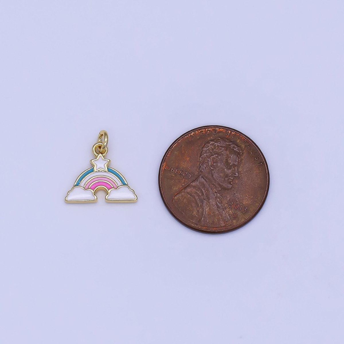 24K Gold Filled Multicolor Enamel Star Rainbow Mini Charm | N1651 - DLUXCA