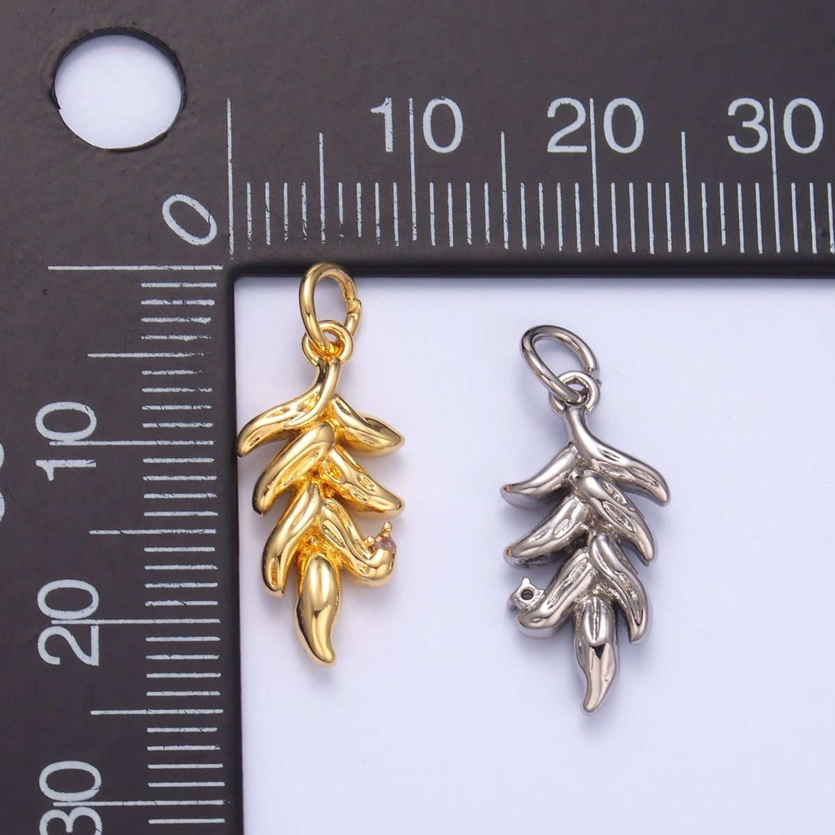 24K Gold Filled Multidimensional 3D Nature Leaf Charm in Gold & Silver | N022 - DLUXCA