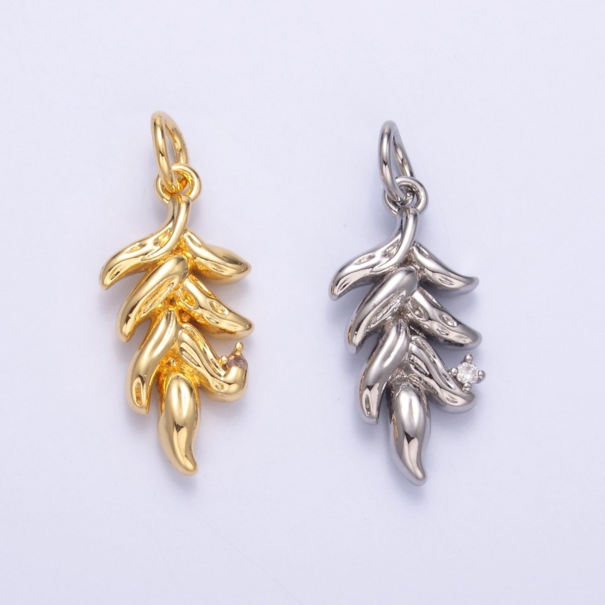 24K Gold Filled Multidimensional 3D Nature Leaf Charm in Gold & Silver | N022 - DLUXCA
