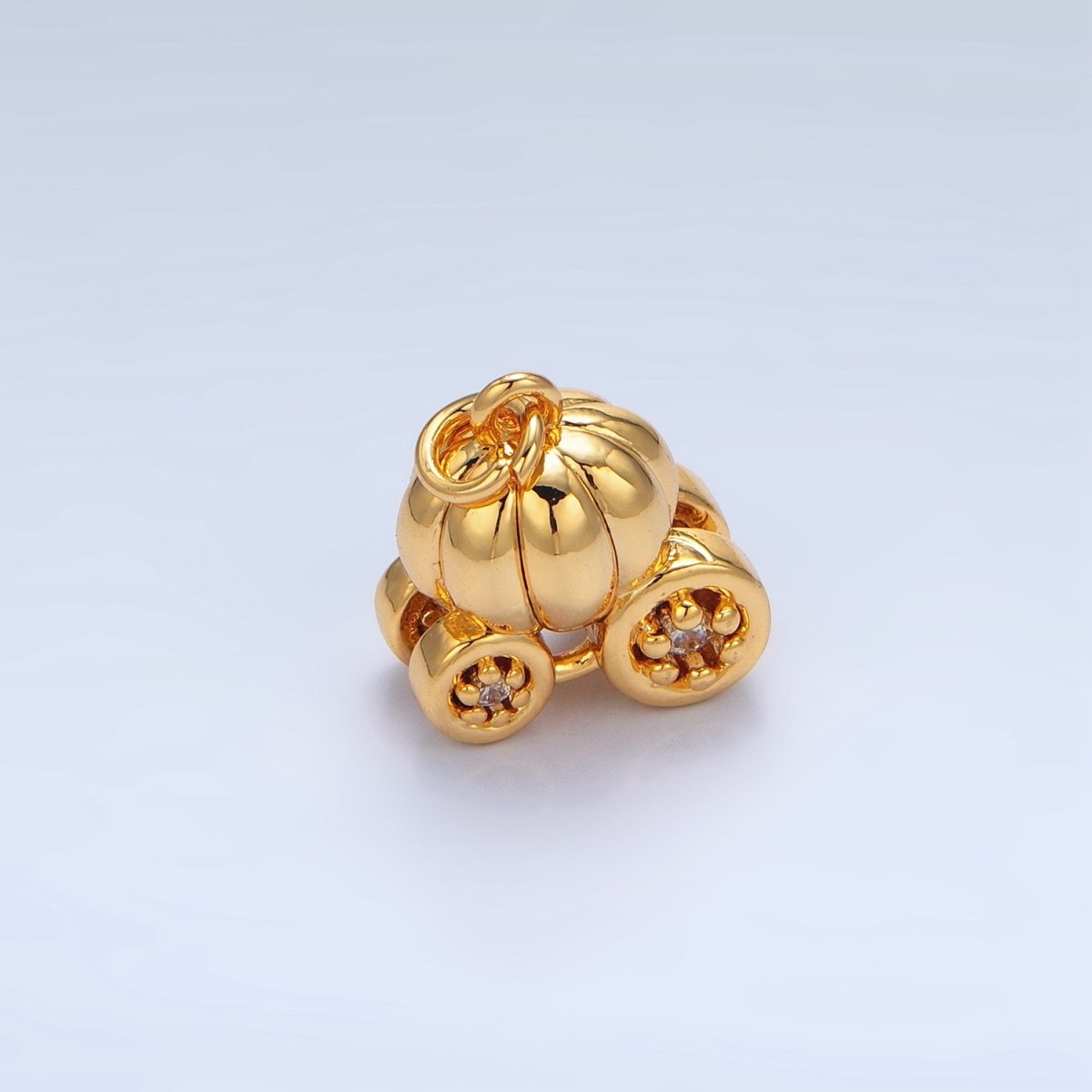 24K Gold Filled Multidimensional Pumpkin Carriage Vehicle Charm | X597 - DLUXCA