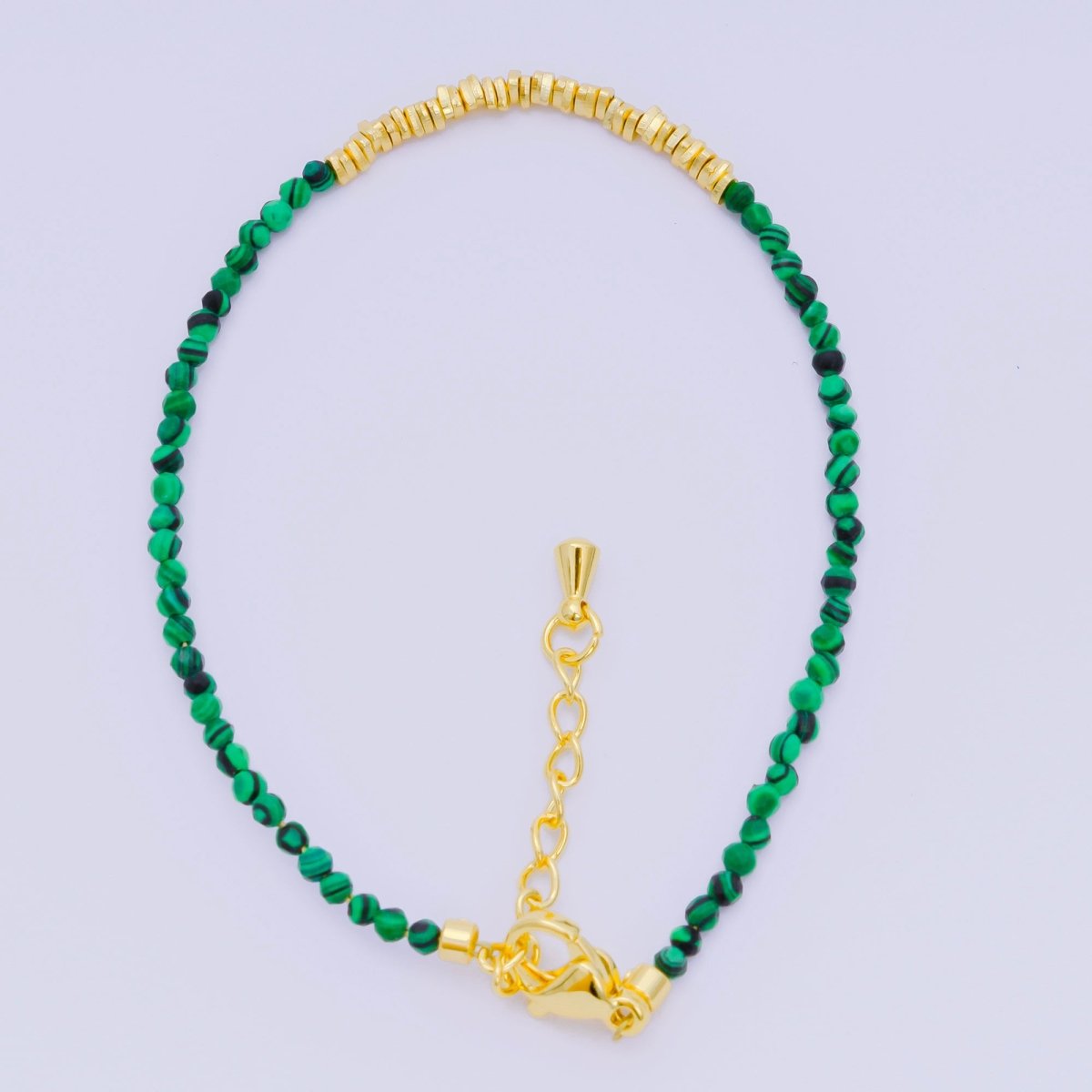 24K Gold Filled Multifaceted Bead Natural Gemstone Bead Bracelet w. Extender | WA - 03672 ~ WA - 03694 - DLUXCA