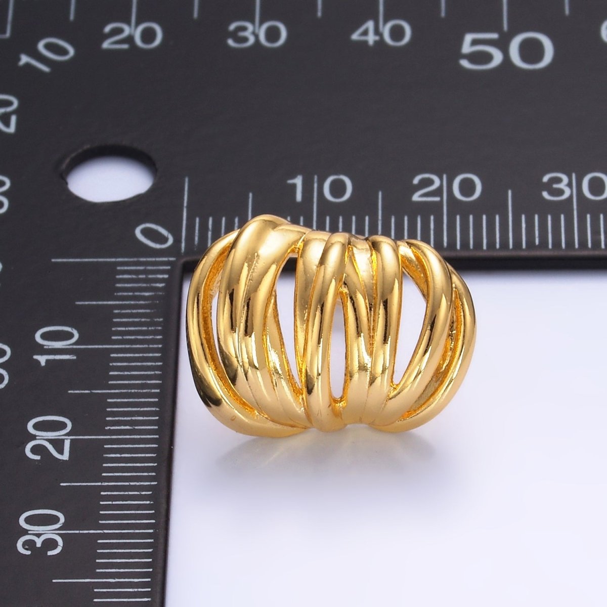 24K Gold Filled Multiple Band Wide C - Shaped Hoop Earrings in Gold & Silver | AB964 AB973 - DLUXCA