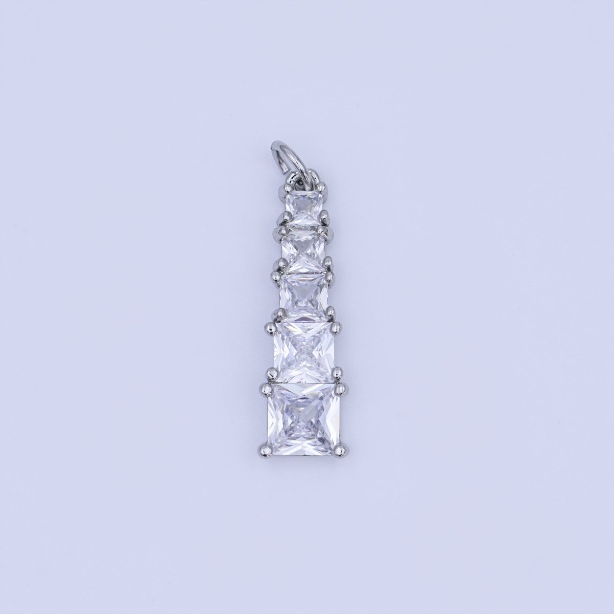 24K Gold Filled Multiple Clear CZ Square Baguette Charm in Gold & Silver | N057 - DLUXCA