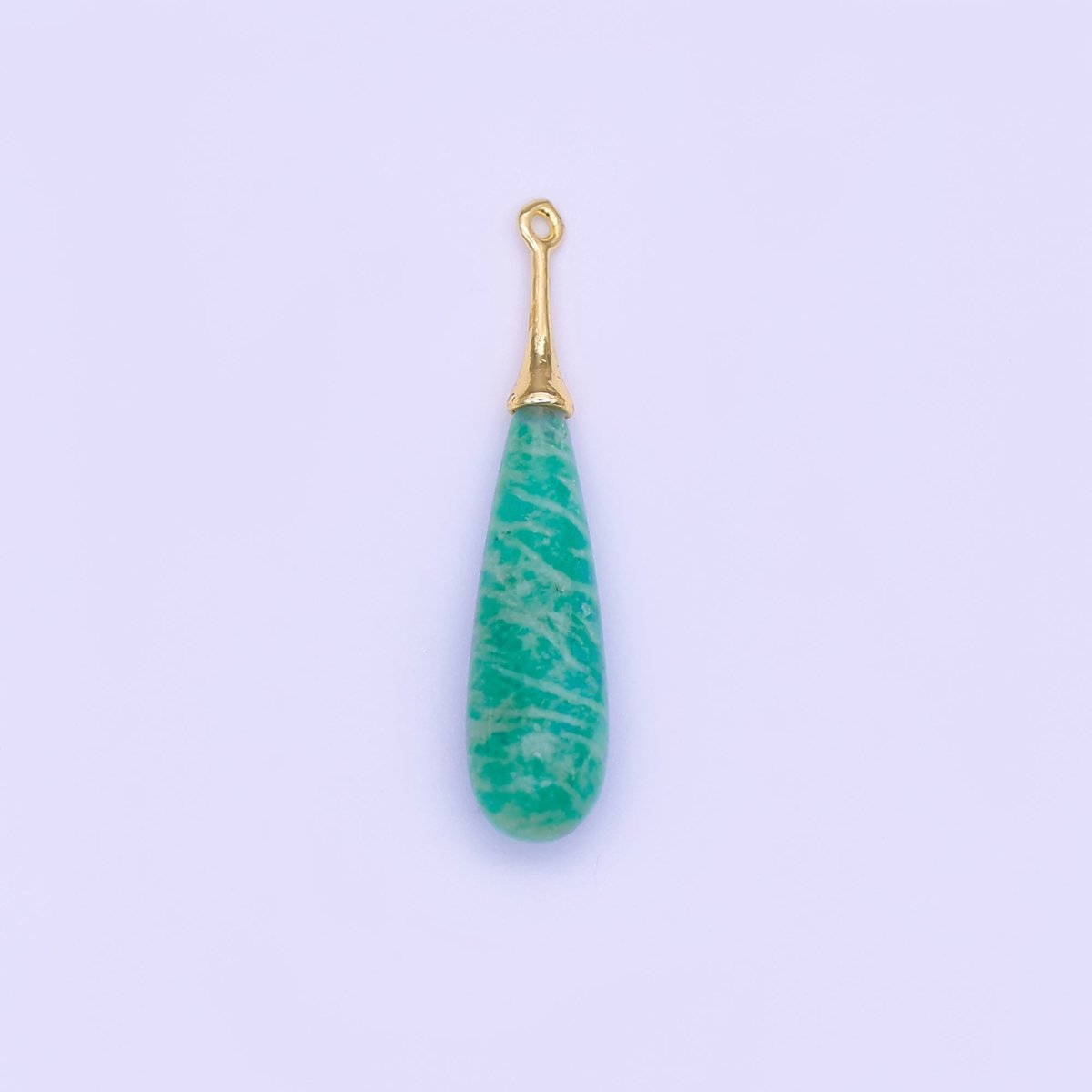 24K Gold Filled Natural Gemstone Teardrop Drop Pendant | N125 - N129 - DLUXCA