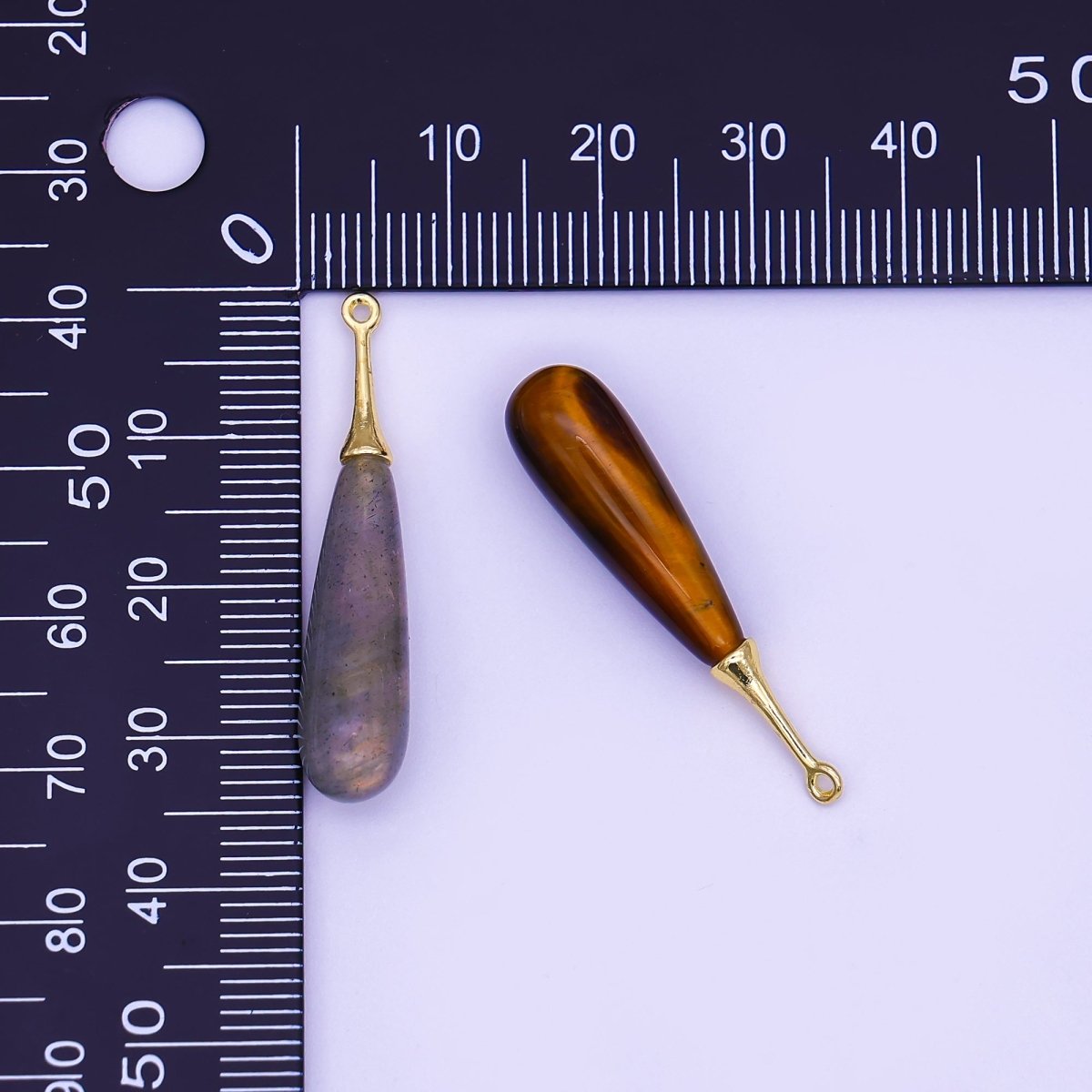 24K Gold Filled Natural Gemstone Teardrop Drop Pendant | N125 - N129 - DLUXCA