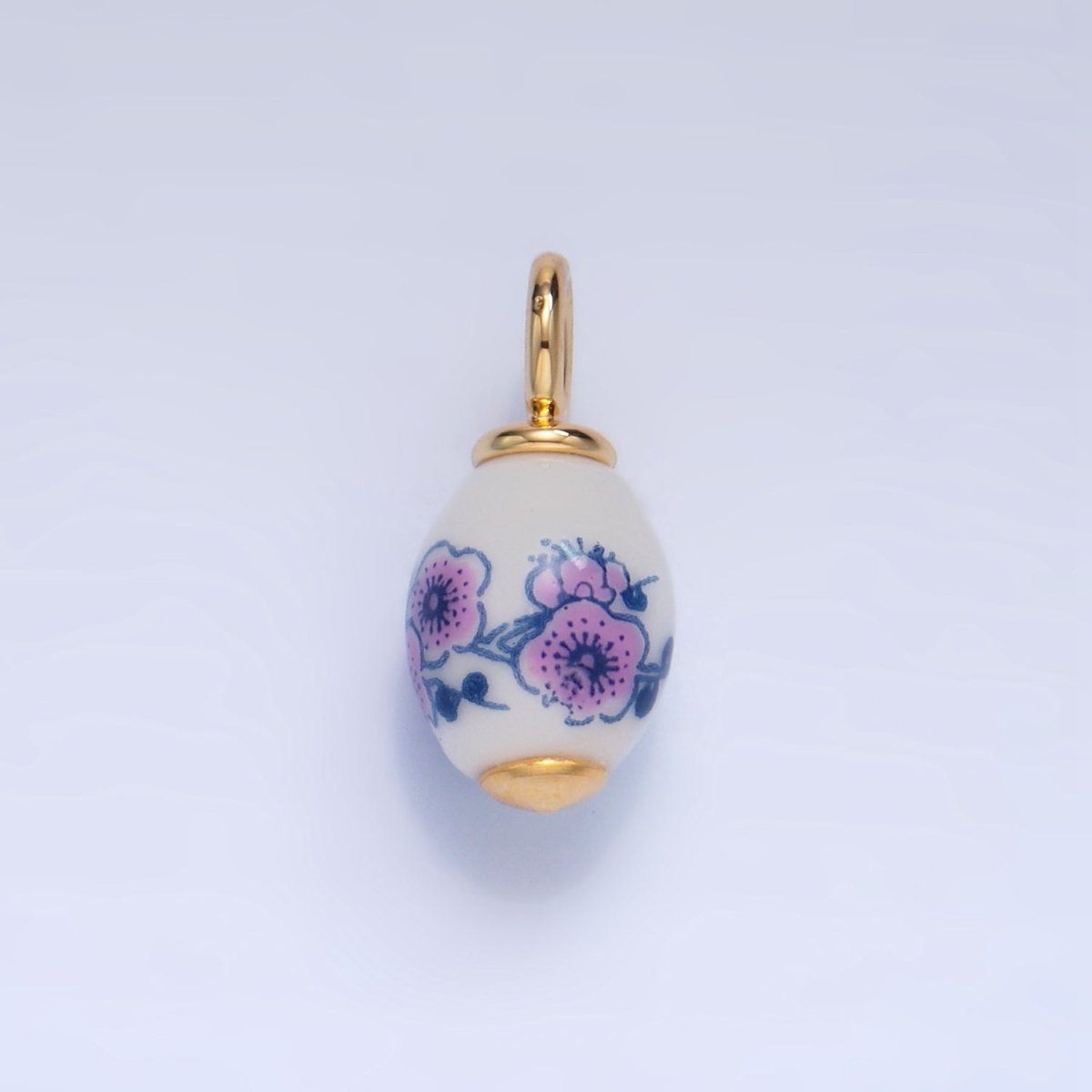 24K Gold Filled Nature Floral Mushroom Pet Sea Sell Ceramic Drop Charm - DLUXCA
